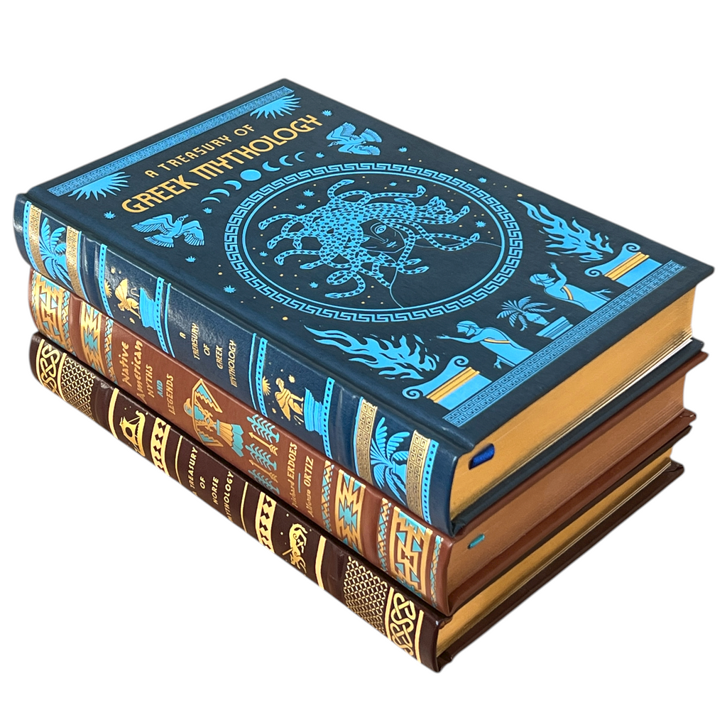 3-Book Set: Greek, Norse, Native American Mythology - Collectible Leather Bound Hardcover