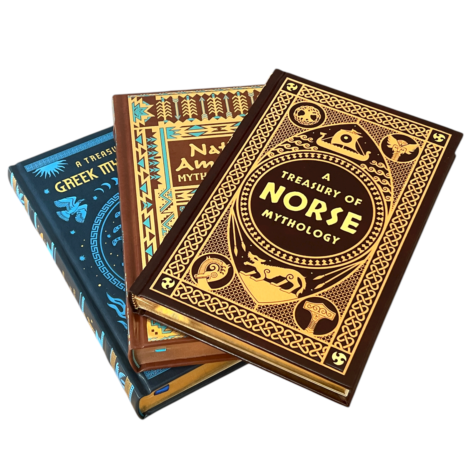 3-Book Set: Greek, Norse, Native American Mythology - Collectible Leather Bound Hardcover