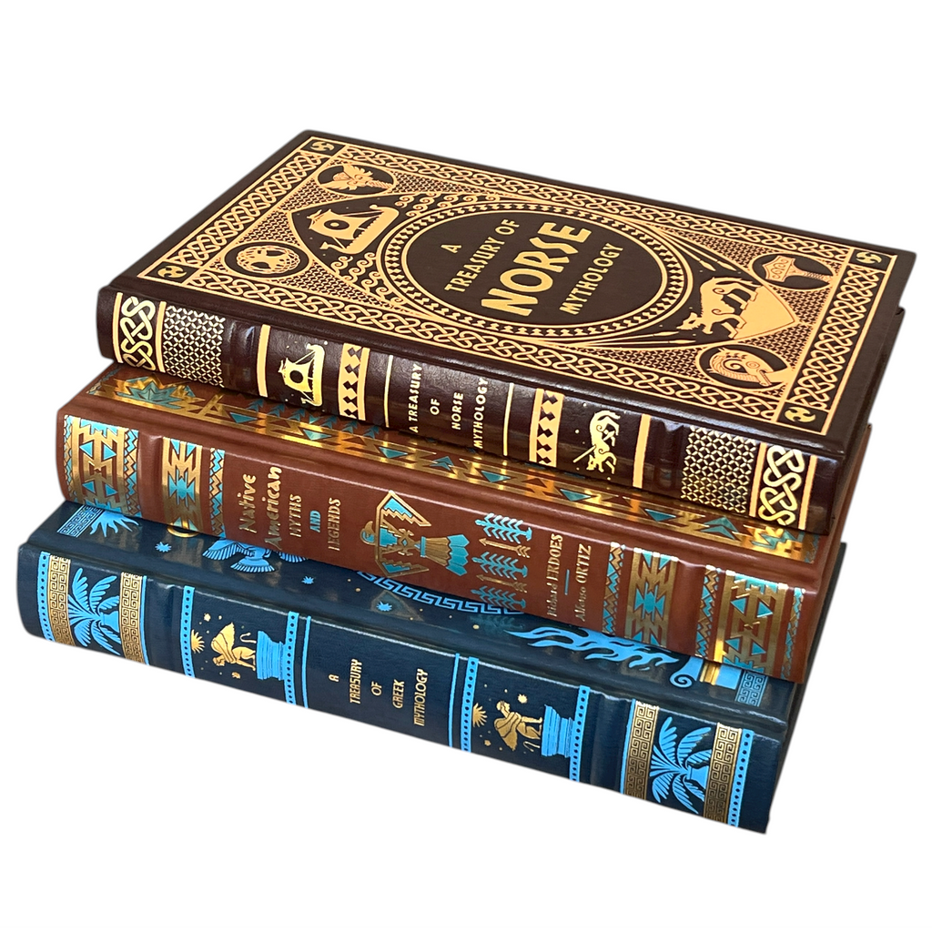 3-Book Set: Greek, Norse, Native American Mythology - Collectible Leather Bound Hardcover