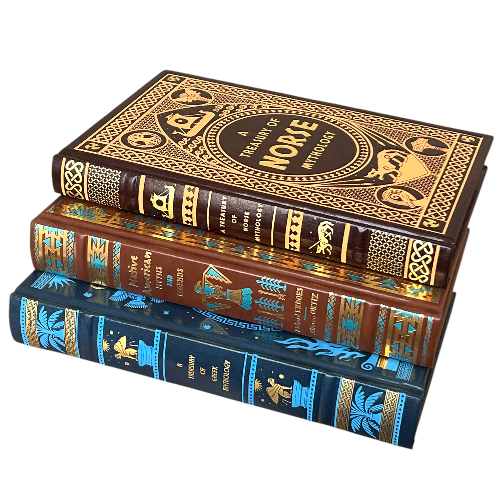 3-Book Set: Greek, Norse, Native American Mythology - Collectible Leather Bound Hardcover