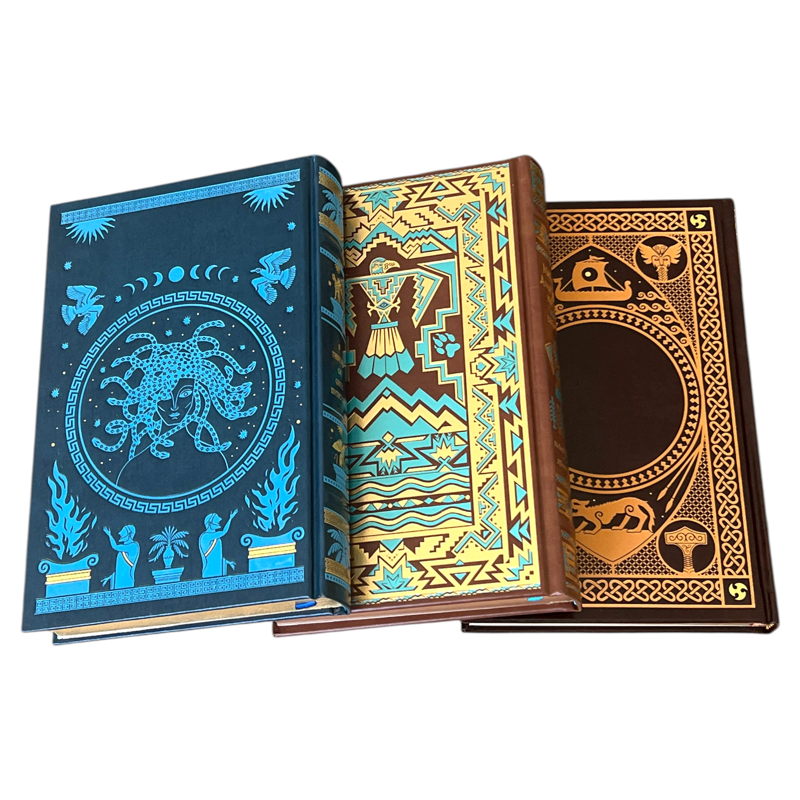 3-Book Set: Greek, Norse, Native American Mythology - Collectible Leather Bound Hardcover