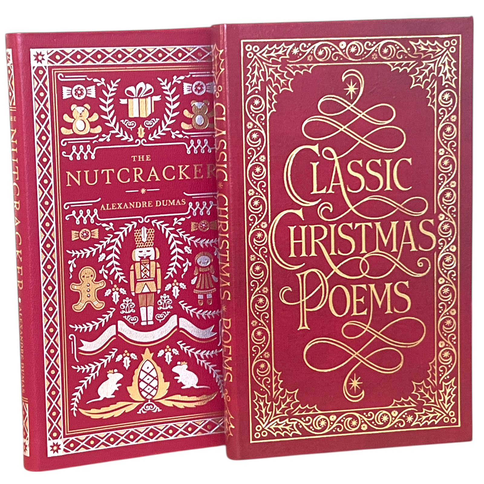 2-Book Set: Classic Christmas Poems & Nutcracker by Alexandre Dumas - Collectible Flexi Bound Faux Leather Cover - Pocket Size 7"X4"