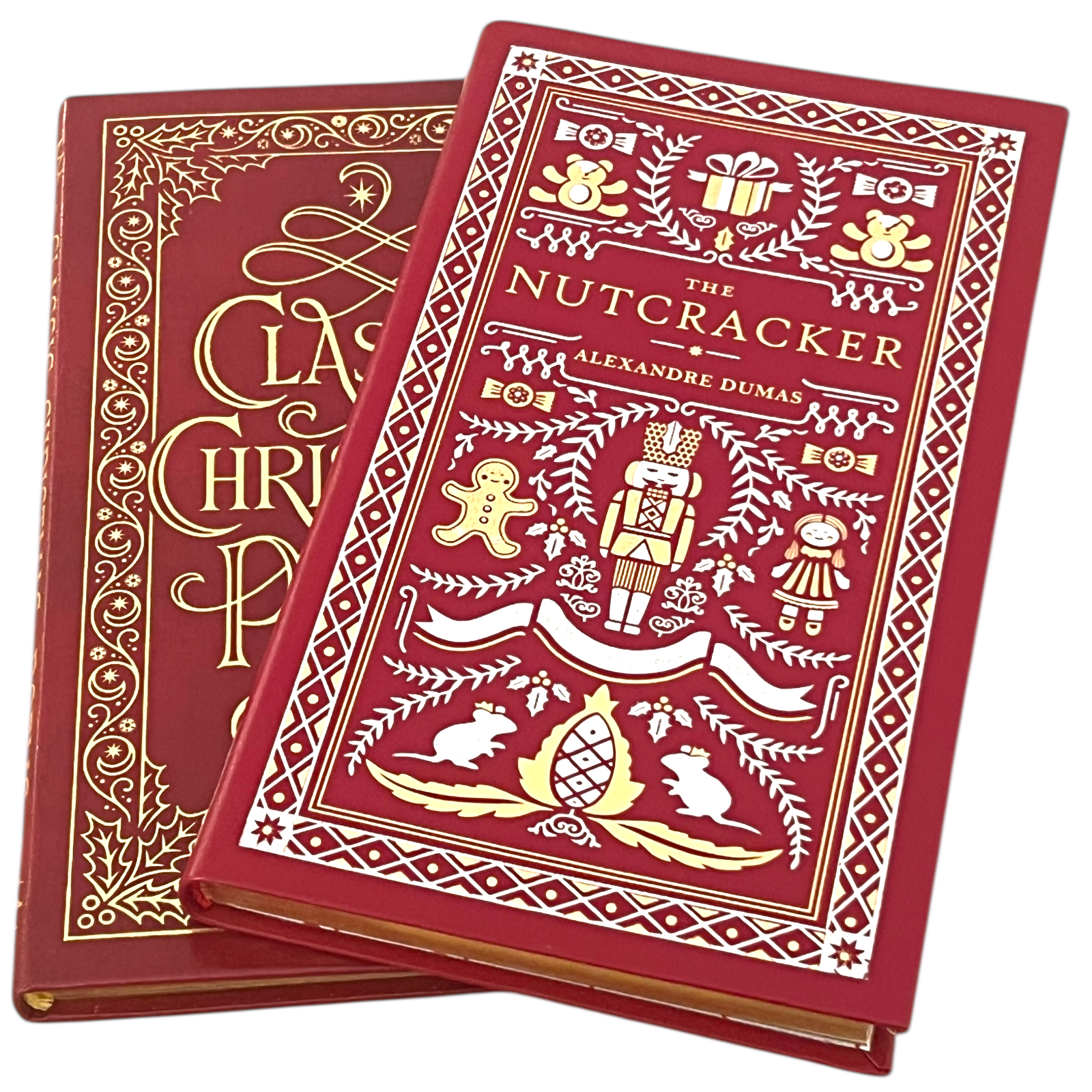2-Book Set: Classic Christmas Poems & Nutcracker by Alexandre Dumas - Collectible Flexi Bound Faux Leather Cover - Pocket Size 7"X4"