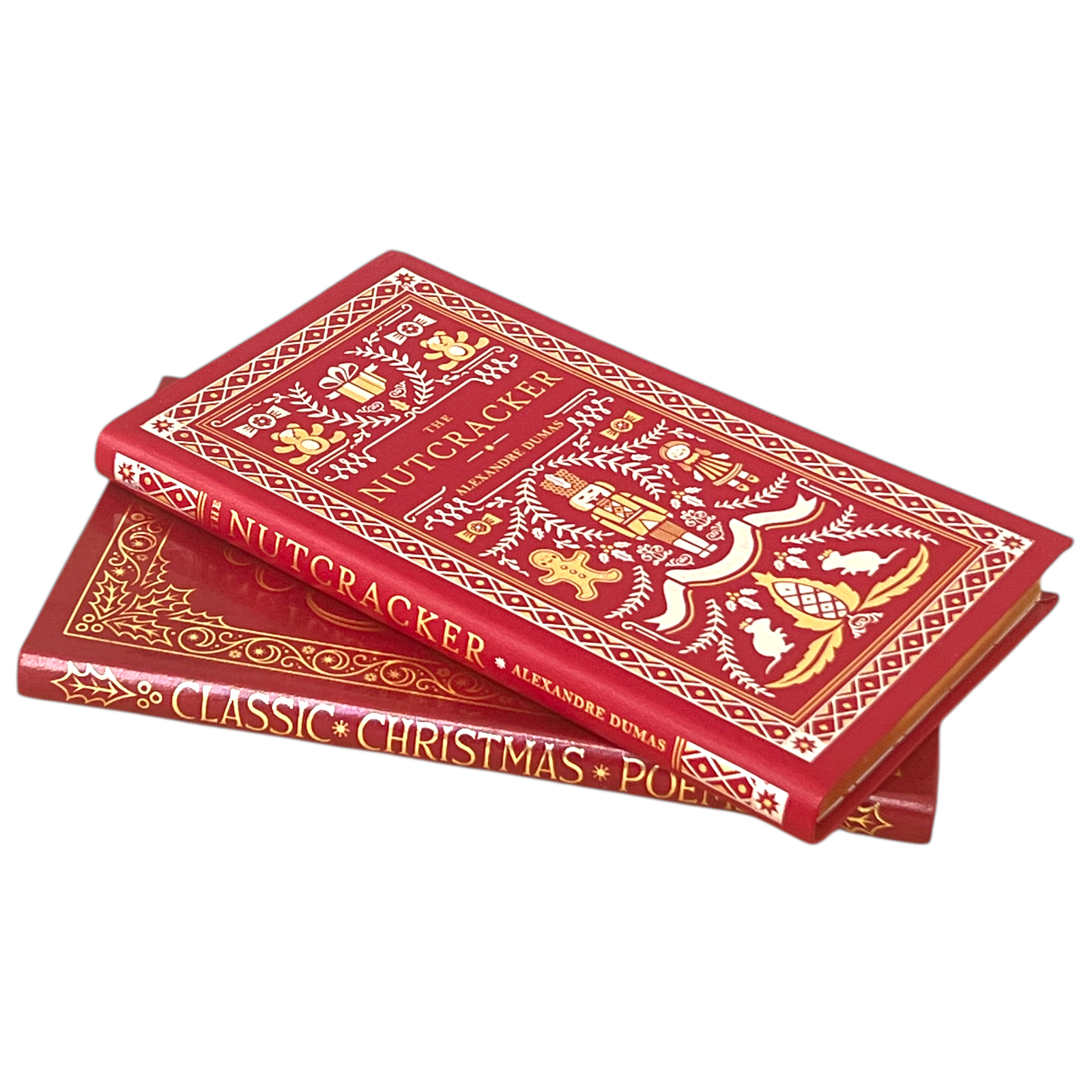 2-Book Set: Classic Christmas Poems & Nutcracker by Alexandre Dumas - Collectible Flexi Bound Faux Leather Cover - Pocket Size 7"X4"