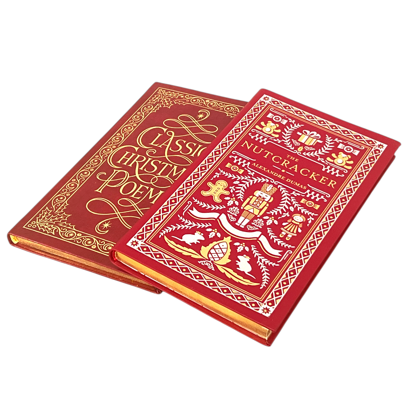 2-Book Set: Classic Christmas Poems & Nutcracker by Alexandre Dumas - Collectible Flexi Bound Faux Leather Cover - Pocket Size 7"X4"