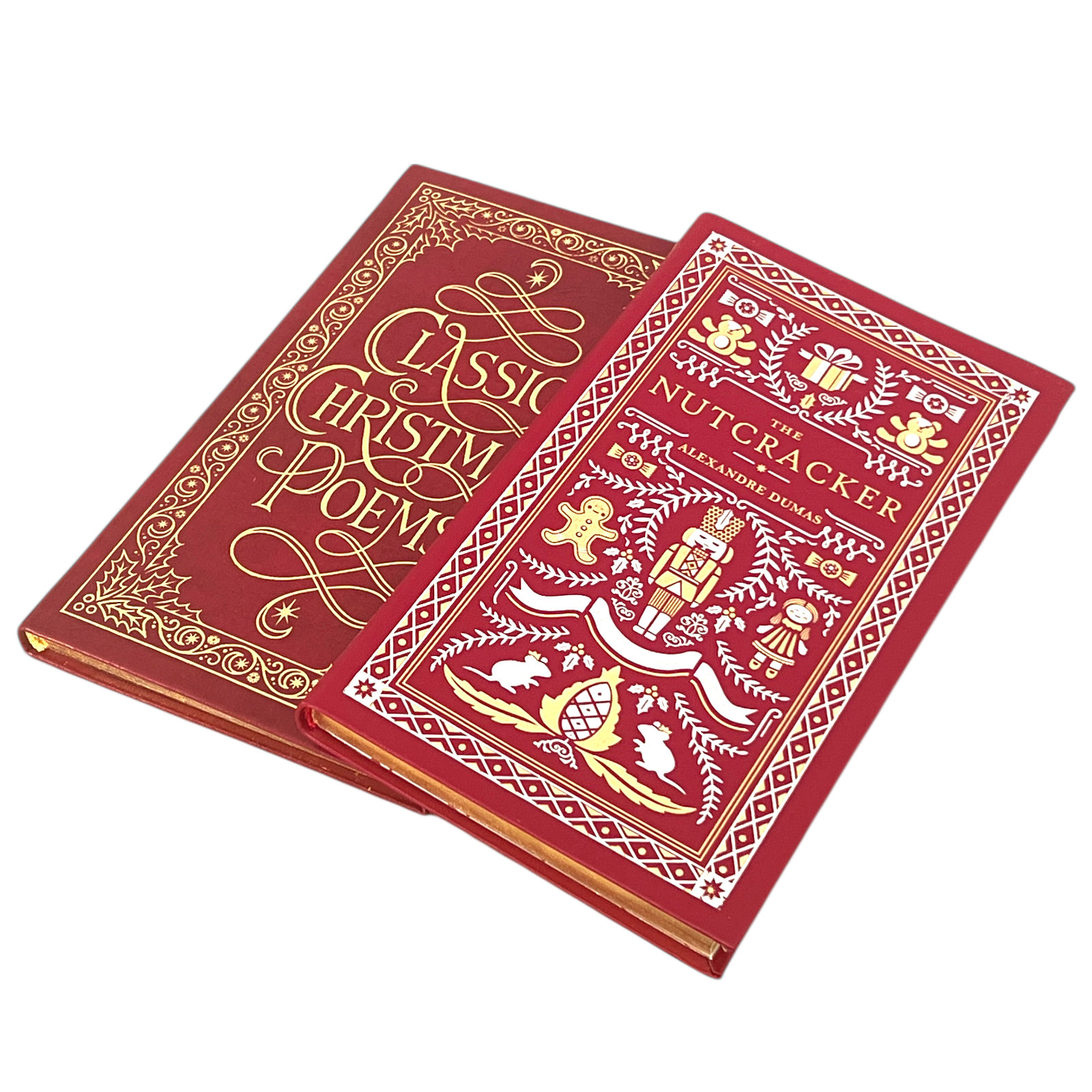 2-Book Set: Classic Christmas Poems & Nutcracker by Alexandre Dumas - Collectible Flexi Bound Faux Leather Cover - Pocket Size 7"X4"