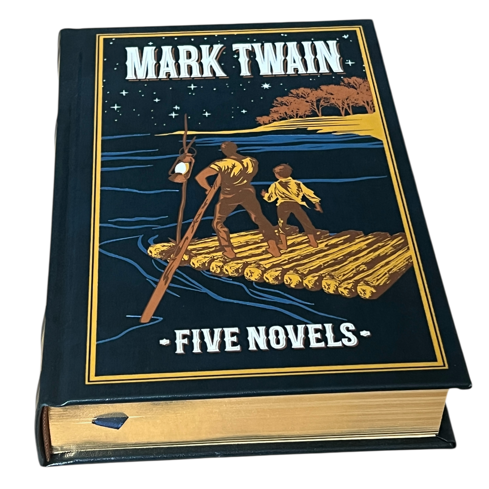 Mark Twain Five Novels: Tom Sawyer, Huckleberry Finn + 3 more - Collectible Leather Bound Hardcover