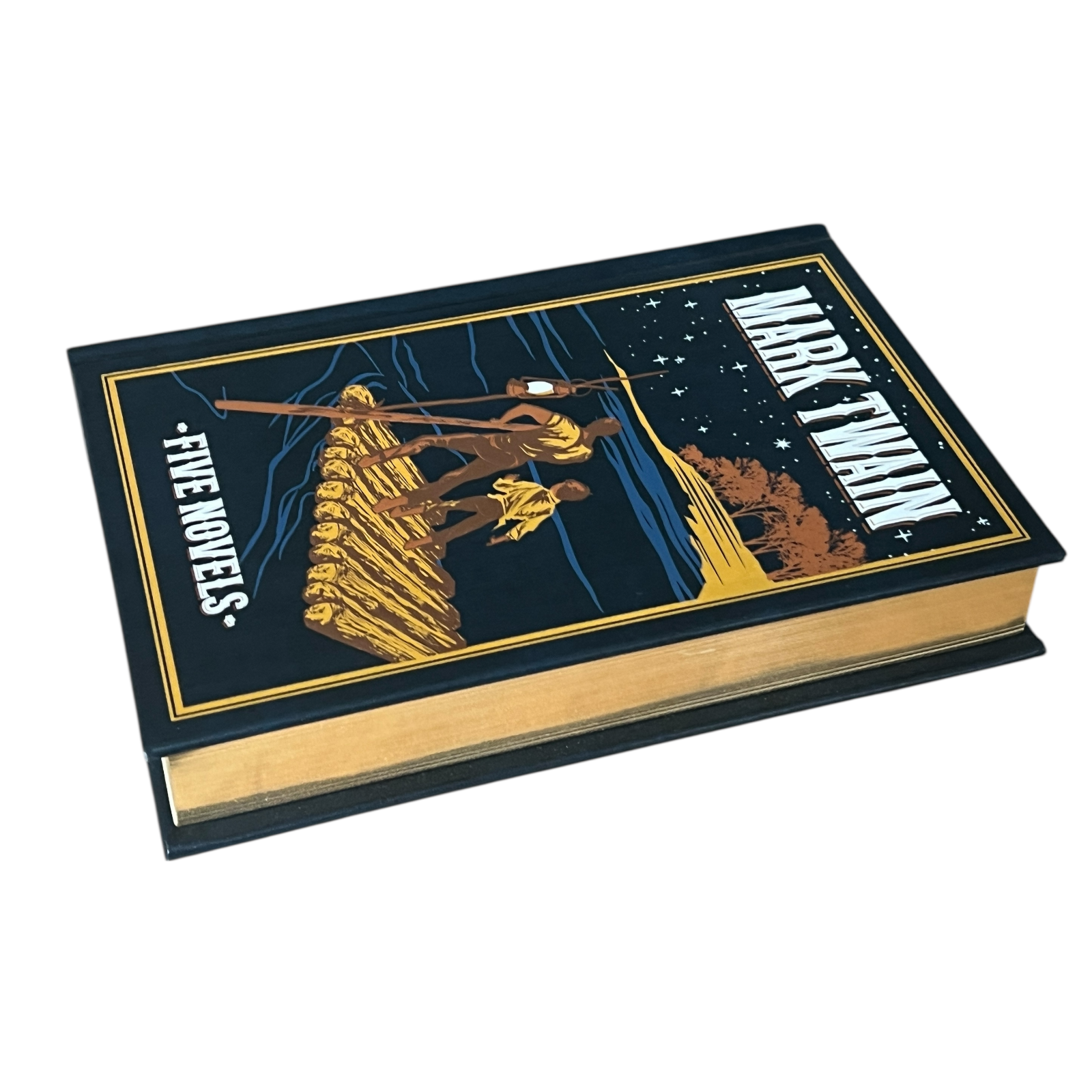 Mark Twain Five Novels: Tom Sawyer, Huckleberry Finn + 3 more - Collectible Leather Bound Hardcover