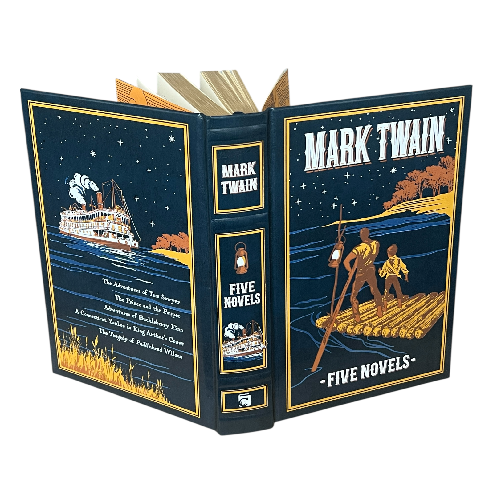 Mark Twain Five Novels: Tom Sawyer, Huckleberry Finn + 3 more - Collectible Leather Bound Hardcover