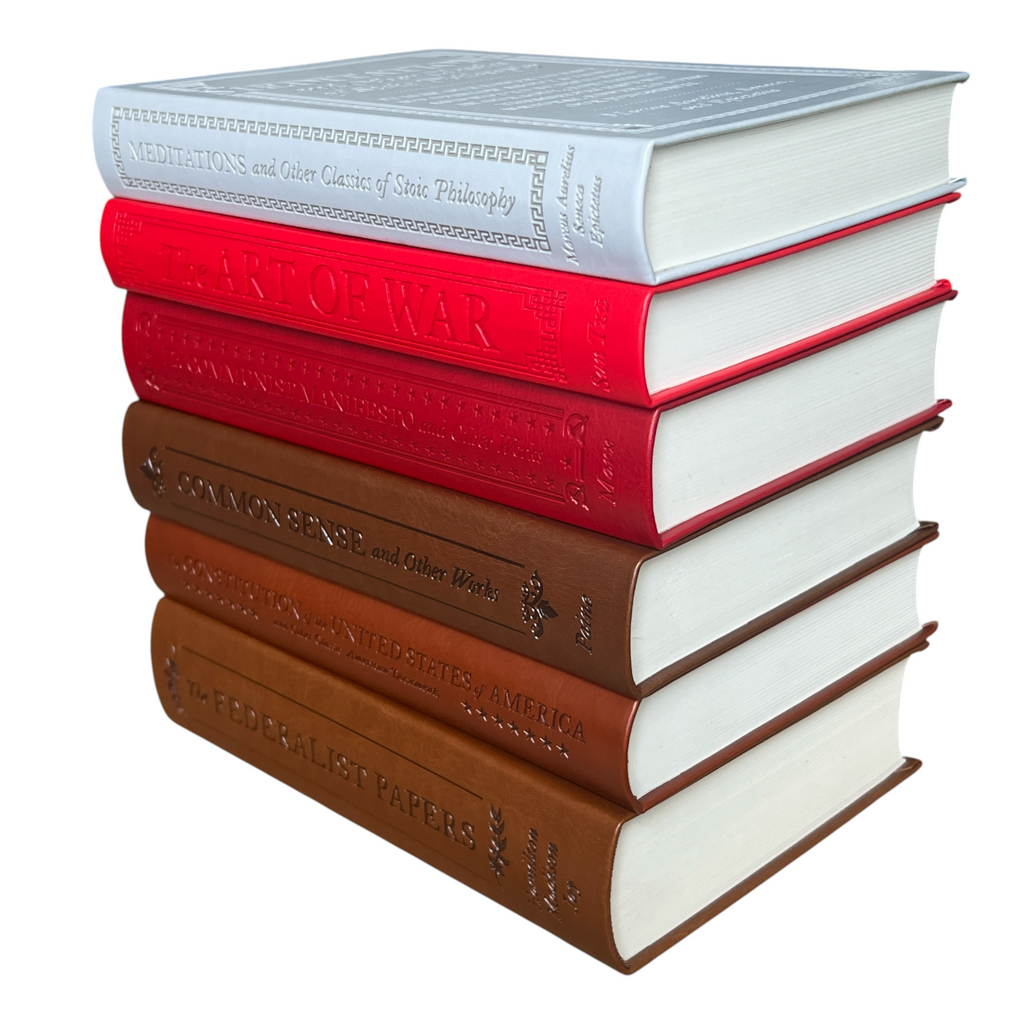 6-Books Set: COMMON SENSE, FEDERALIST PAPERS, CONSTITUTION, COMMUNIST +2 - Collectible Flexi Bound Faux Leather Cover