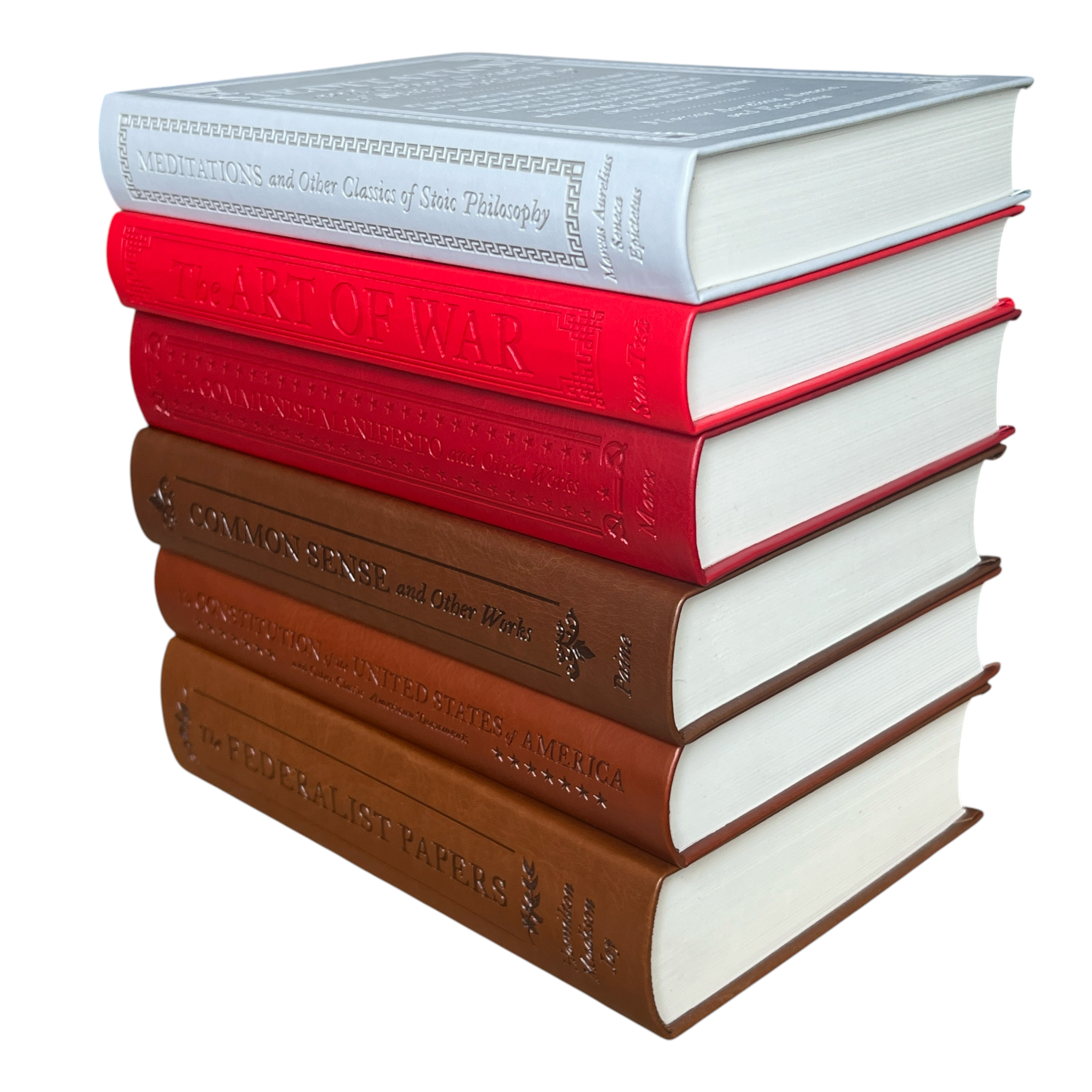 6-Books Set: COMMON SENSE, FEDERALIST PAPERS, CONSTITUTION, COMMUNIST +2 - Collectible Flexi Bound Faux Leather Cover