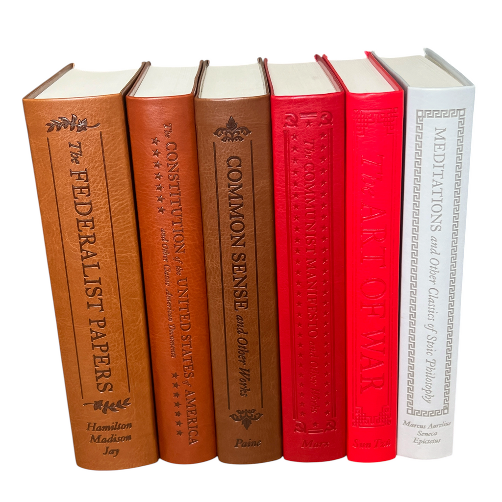 6-Books Set: COMMON SENSE, FEDERALIST PAPERS, CONSTITUTION, COMMUNIST +2 - Collectible Flexi Bound Faux Leather Cover
