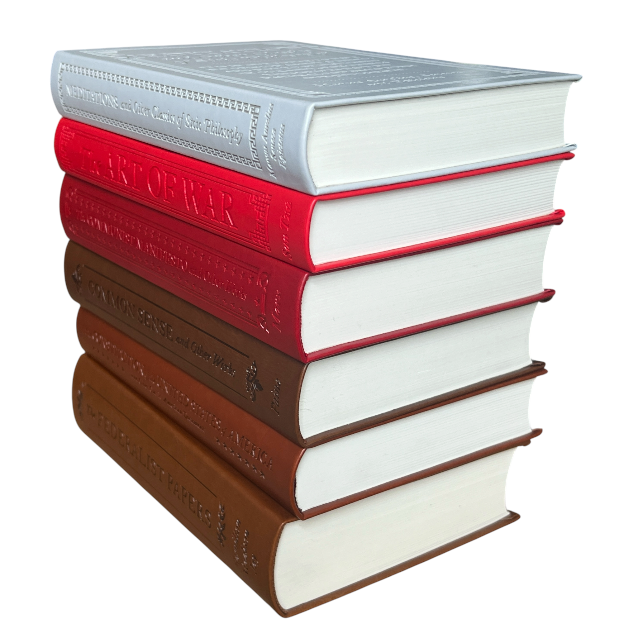 6-Books Set: COMMON SENSE, FEDERALIST PAPERS, CONSTITUTION, COMMUNIST +2 - Collectible Flexi Bound Faux Leather Cover
