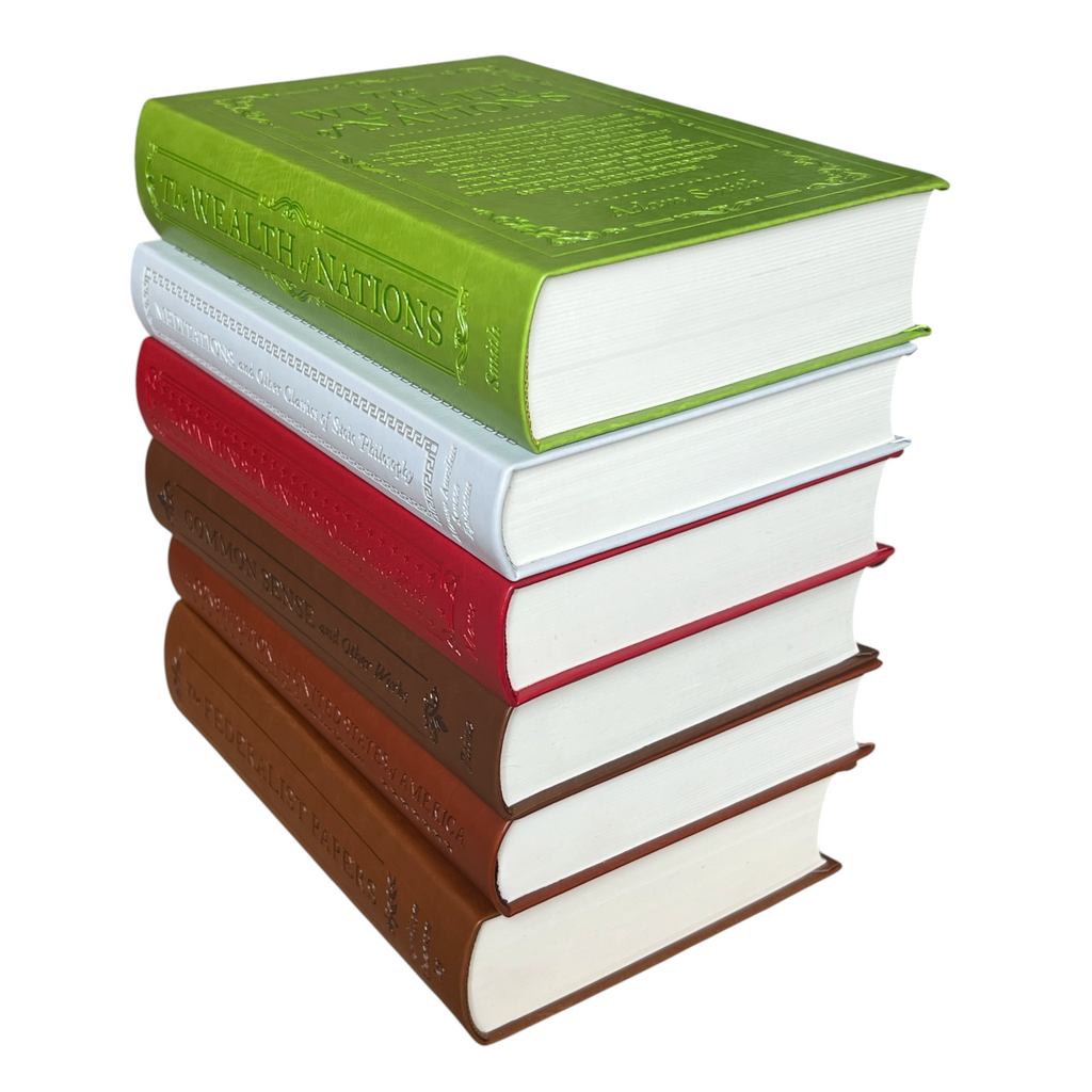 6-Books Set: COMMON SENSE, FEDERALIST PAPERS, CONSTITUTION, MEDITATIONS +2 - Collectible Flexi Bound Faux Leather Cover