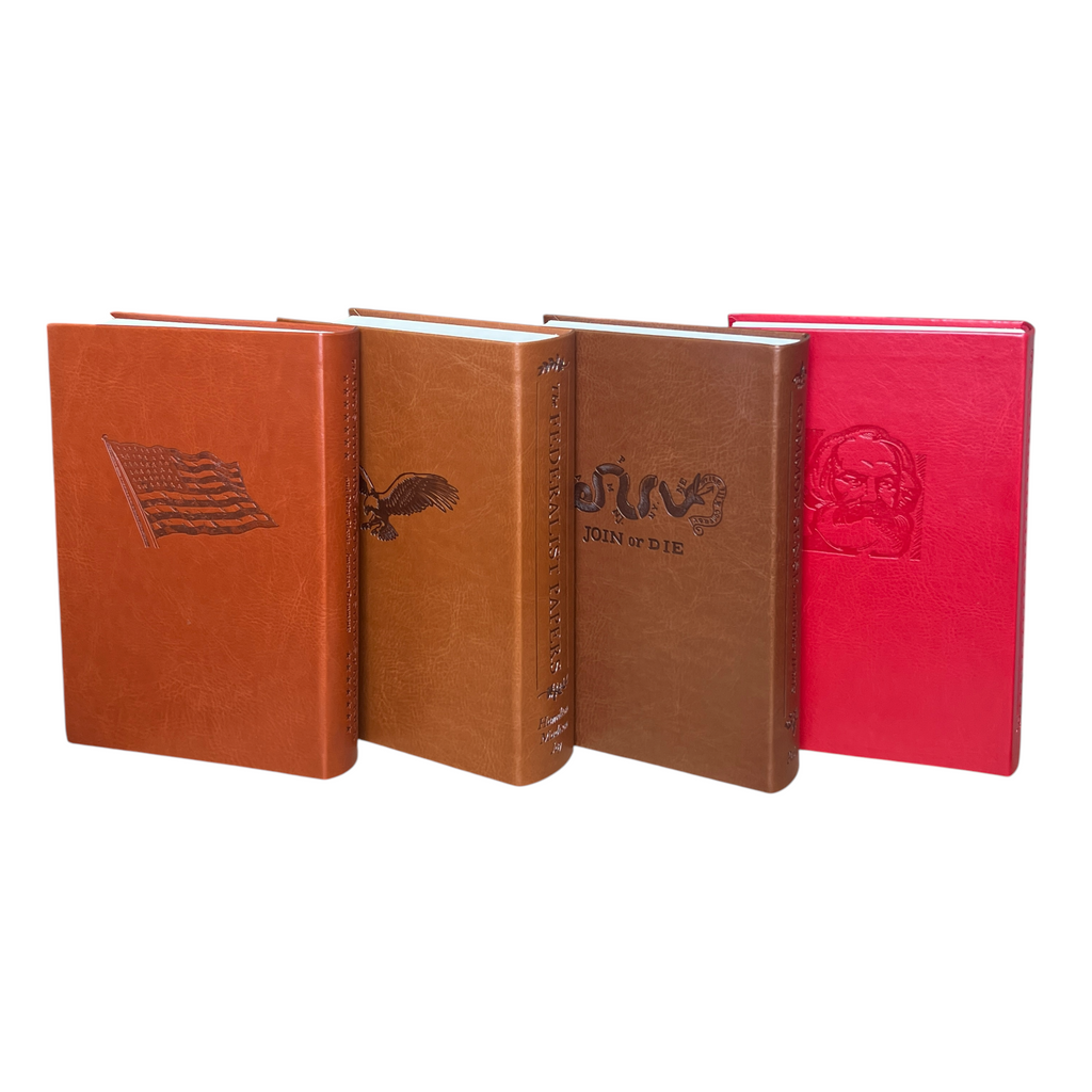 4-Books Set: COMMON SENSE, FEDERALIST PAPERS, CONSTITUTION, COMMUNIST - Collectible Flexi Bound Faux Leather Cover (Copy)
