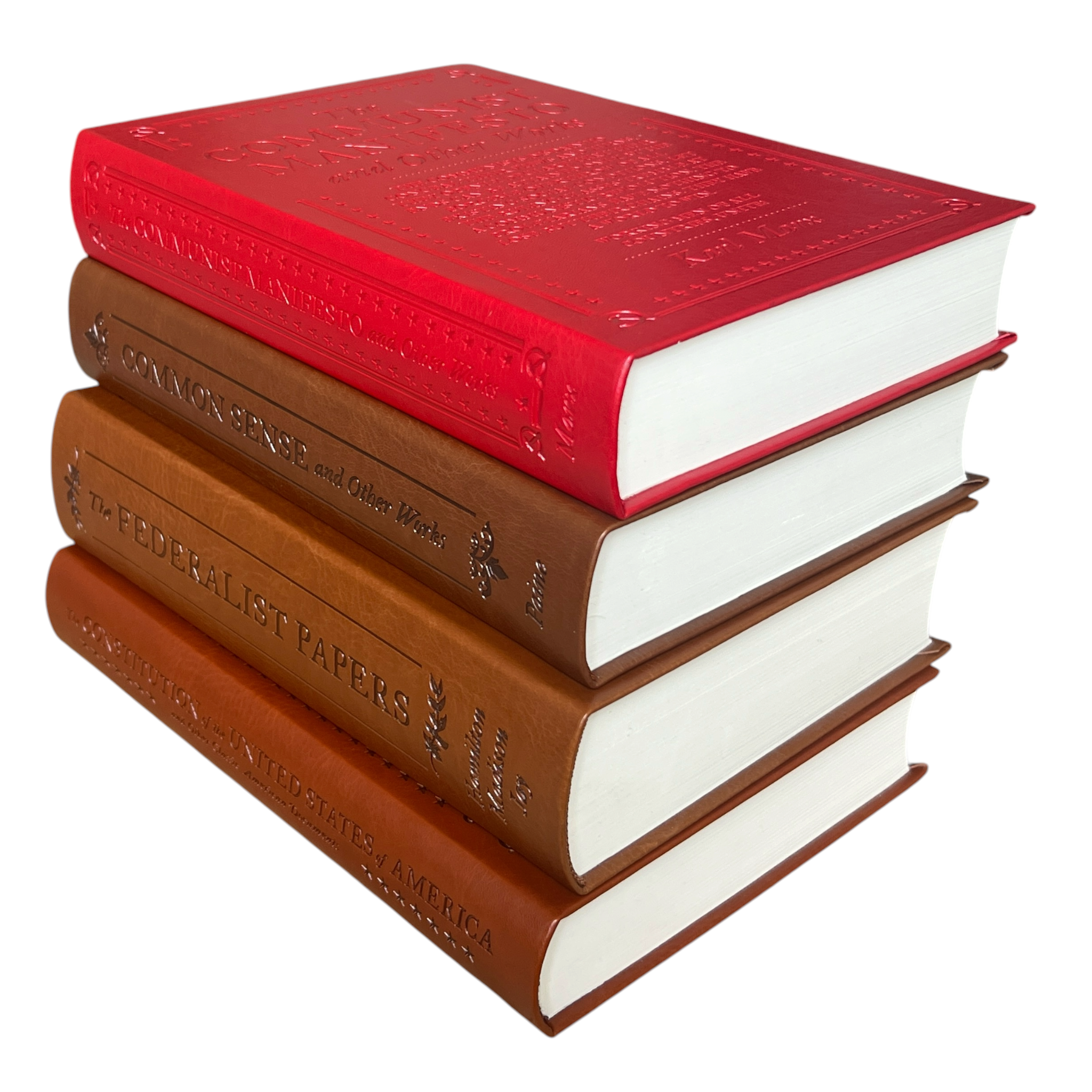 4-Books Set: COMMON SENSE, FEDERALIST PAPERS, CONSTITUTION, COMMUNIST - Collectible Flexi Bound Faux Leather Cover (Copy)