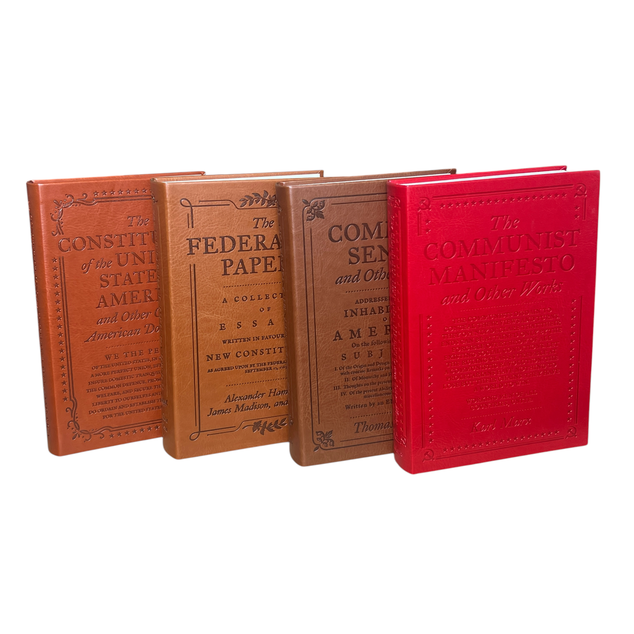 4-Books Set: COMMON SENSE, FEDERALIST PAPERS, CONSTITUTION, COMMUNIST - Collectible Flexi Bound Faux Leather Cover (Copy)