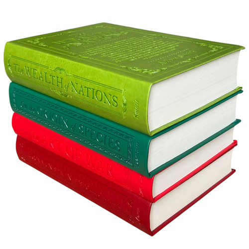 4-Books Set: COMMUNIST, ART OF WAR, WEALTH NATIONS, ORIGIN SPECIES - Collectible Flexi Bound Faux Leather Cover (Copy)