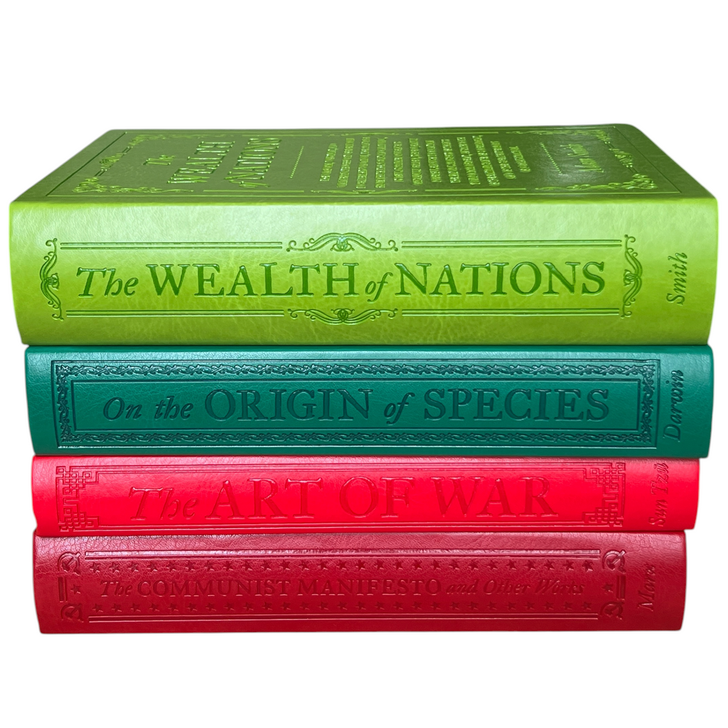 4-Books Set: COMMUNIST, ART OF WAR, WEALTH NATIONS, ORIGIN SPECIES - Collectible Flexi Bound Faux Leather Cover (Copy)