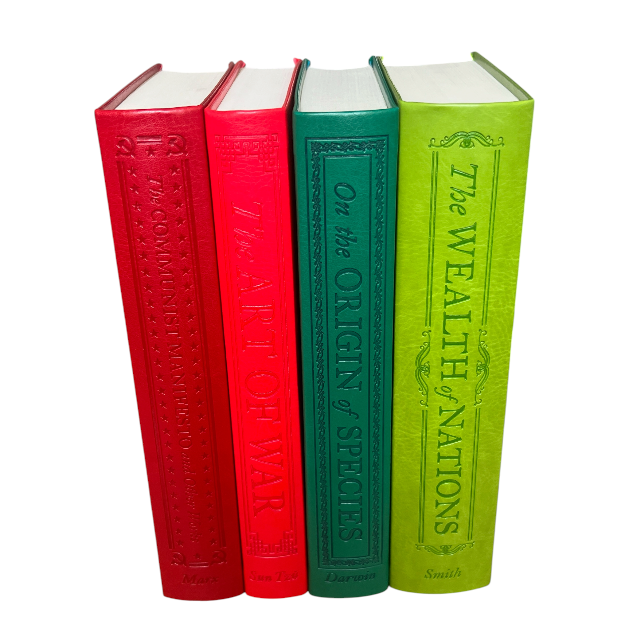 4-Books Set: COMMUNIST, ART OF WAR, WEALTH NATIONS, ORIGIN SPECIES - Collectible Flexi Bound Faux Leather Cover (Copy)