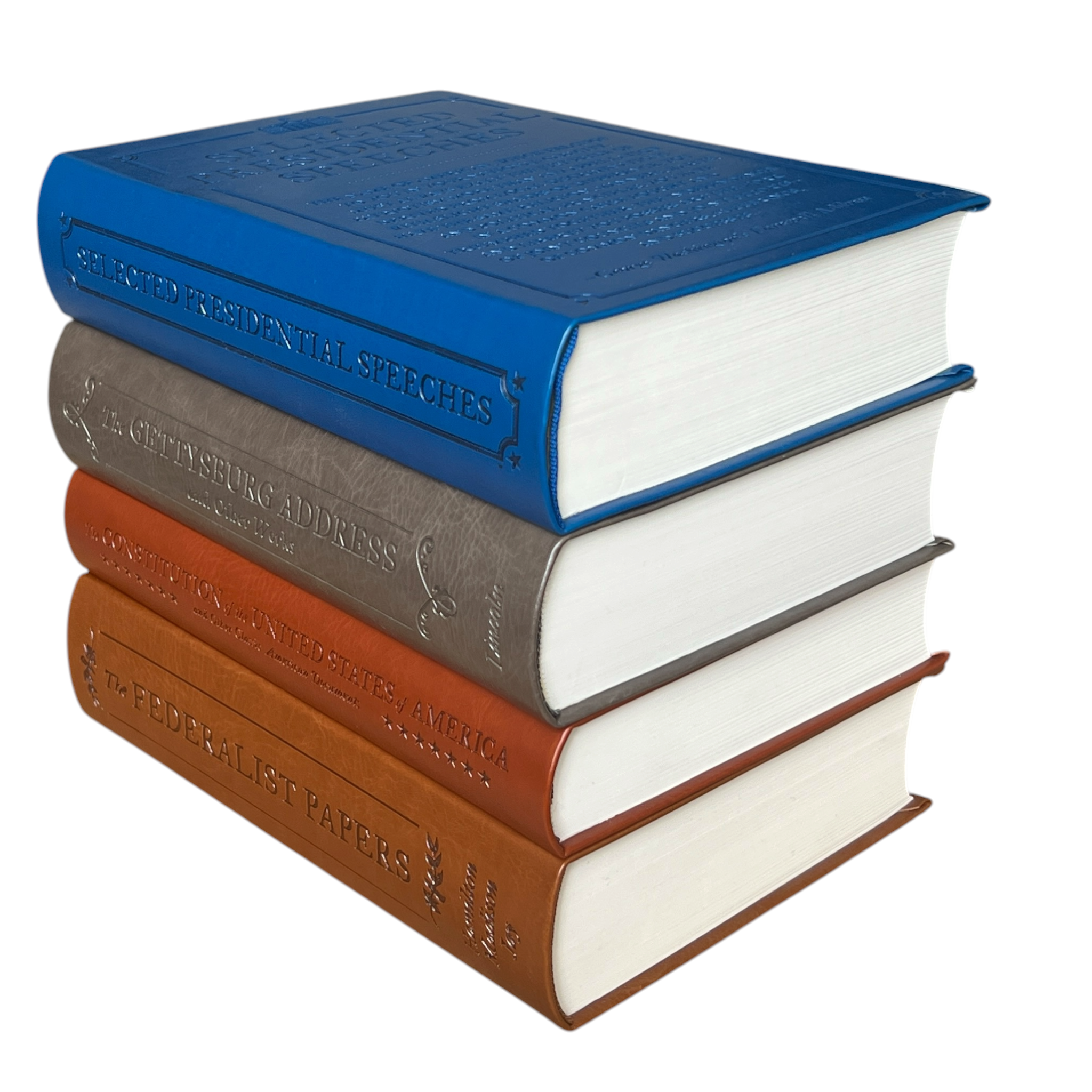 4-Books Set: CONSTITUTION, FEDERALIST PAPERS, GETTYSBURG ADDRESS, SPEECHES - Collectible Flexi Bound Faux Leather Cover (Copy)