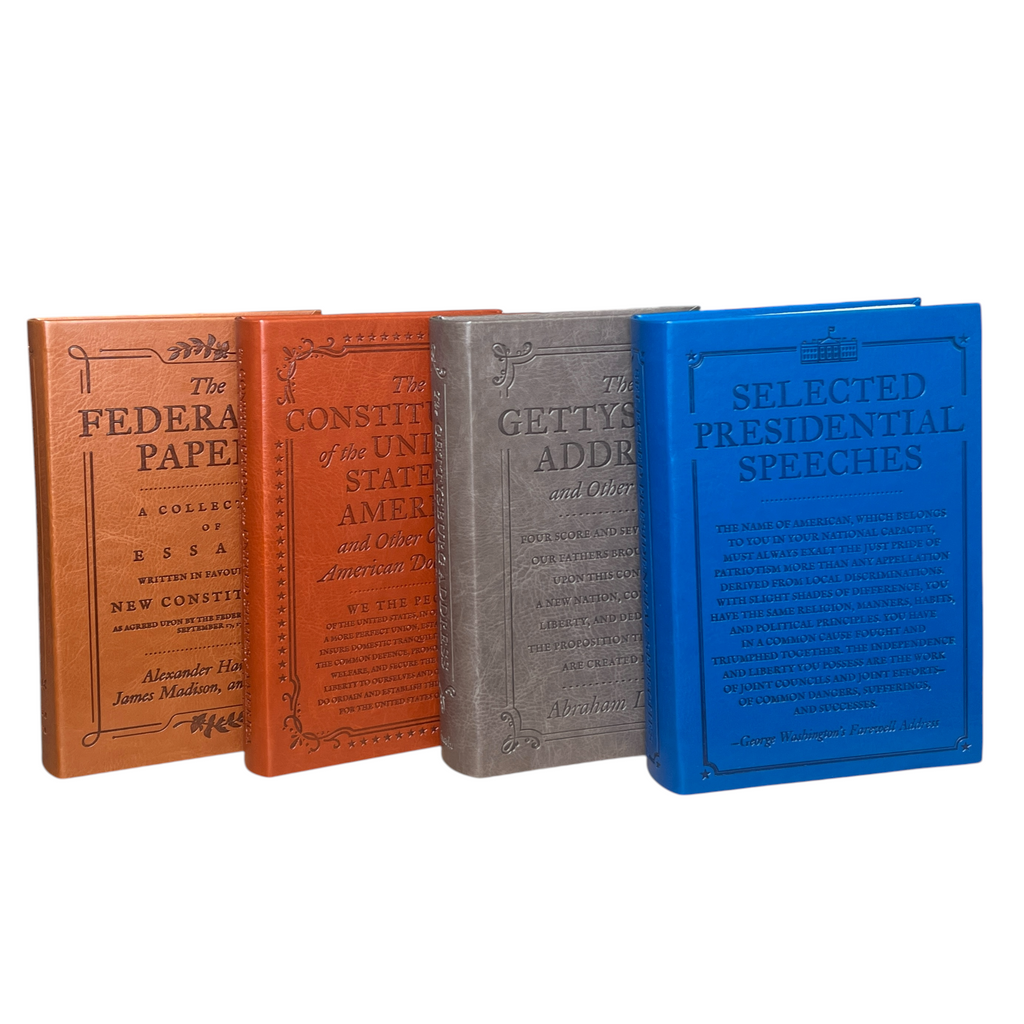 4-Books Set: CONSTITUTION, FEDERALIST PAPERS, GETTYSBURG ADDRESS, SPEECHES - Collectible Flexi Bound Faux Leather Cover (Copy)