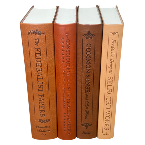 4-Books Set: CONSTITUTION, FEDERALIST PAPERS, COMMON SENSE, DOUGLASS - Collectible Flexi Bound Faux Leather Cover