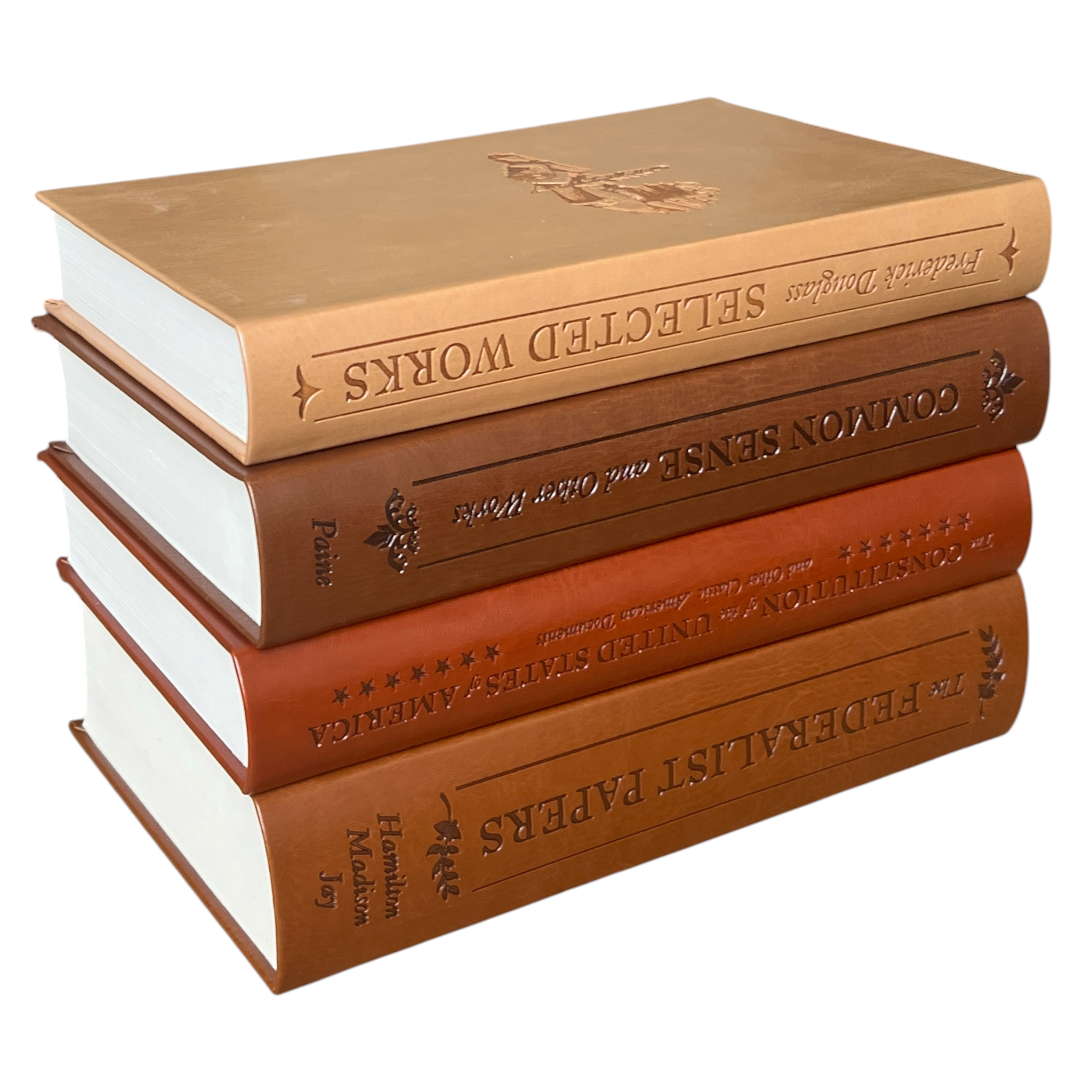 4-Books Set: CONSTITUTION, FEDERALIST PAPERS, COMMON SENSE, DOUGLASS - Collectible Flexi Bound Faux Leather Cover