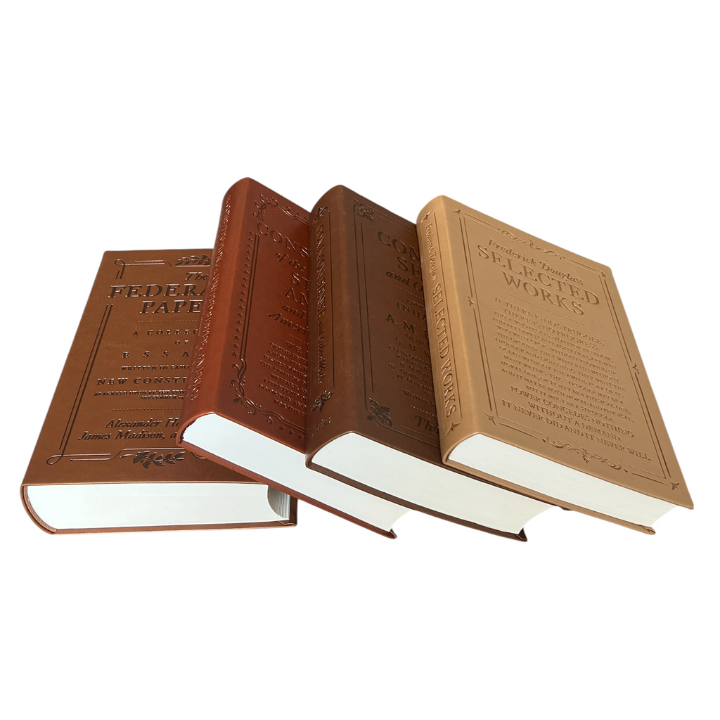 4-Books Set: CONSTITUTION, FEDERALIST PAPERS, COMMON SENSE, DOUGLASS - Collectible Flexi Bound Faux Leather Cover