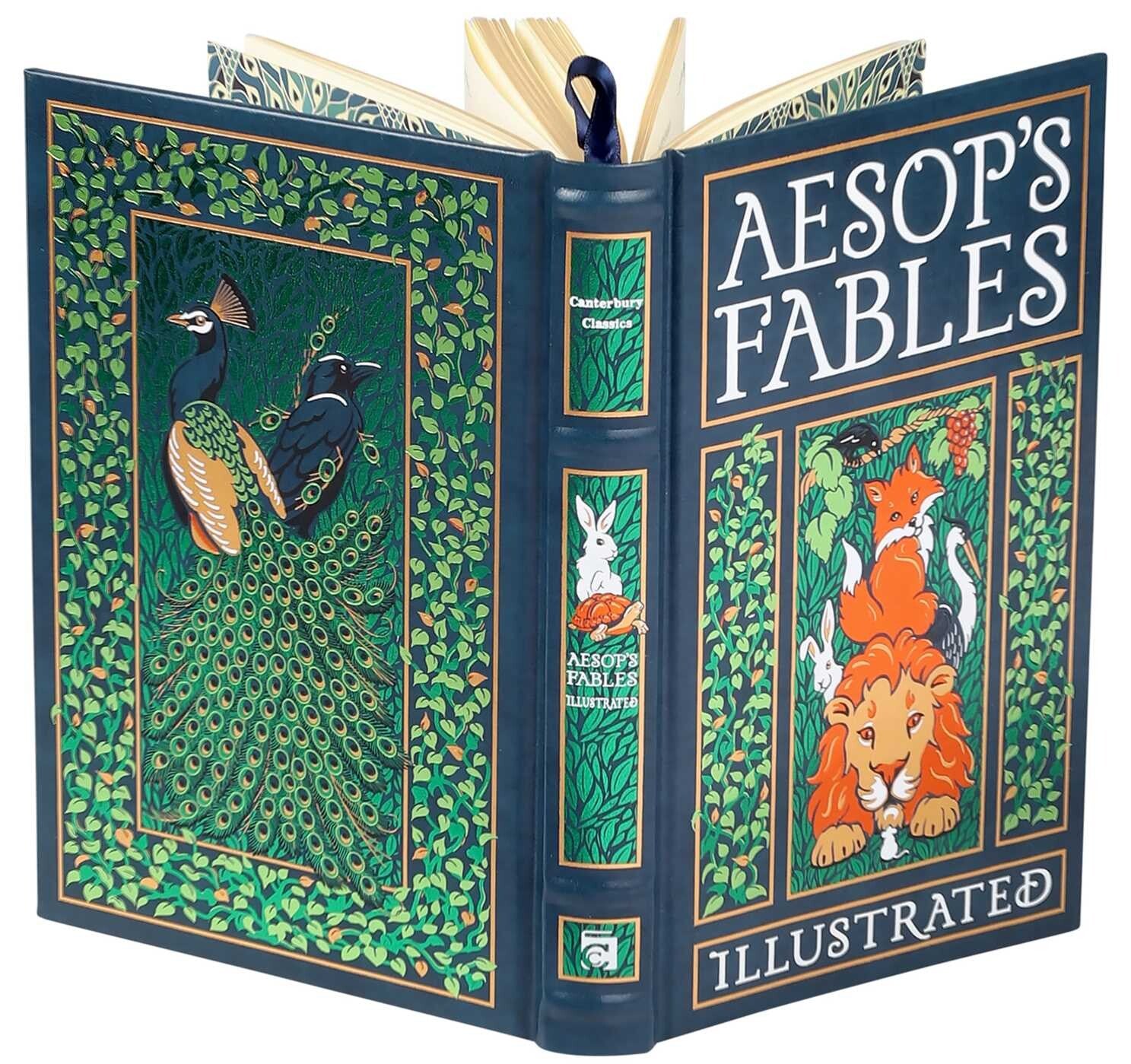 Aesop's Fables Illustrated Fairy Tales - Collectible Leather Bound Hardcover Classics