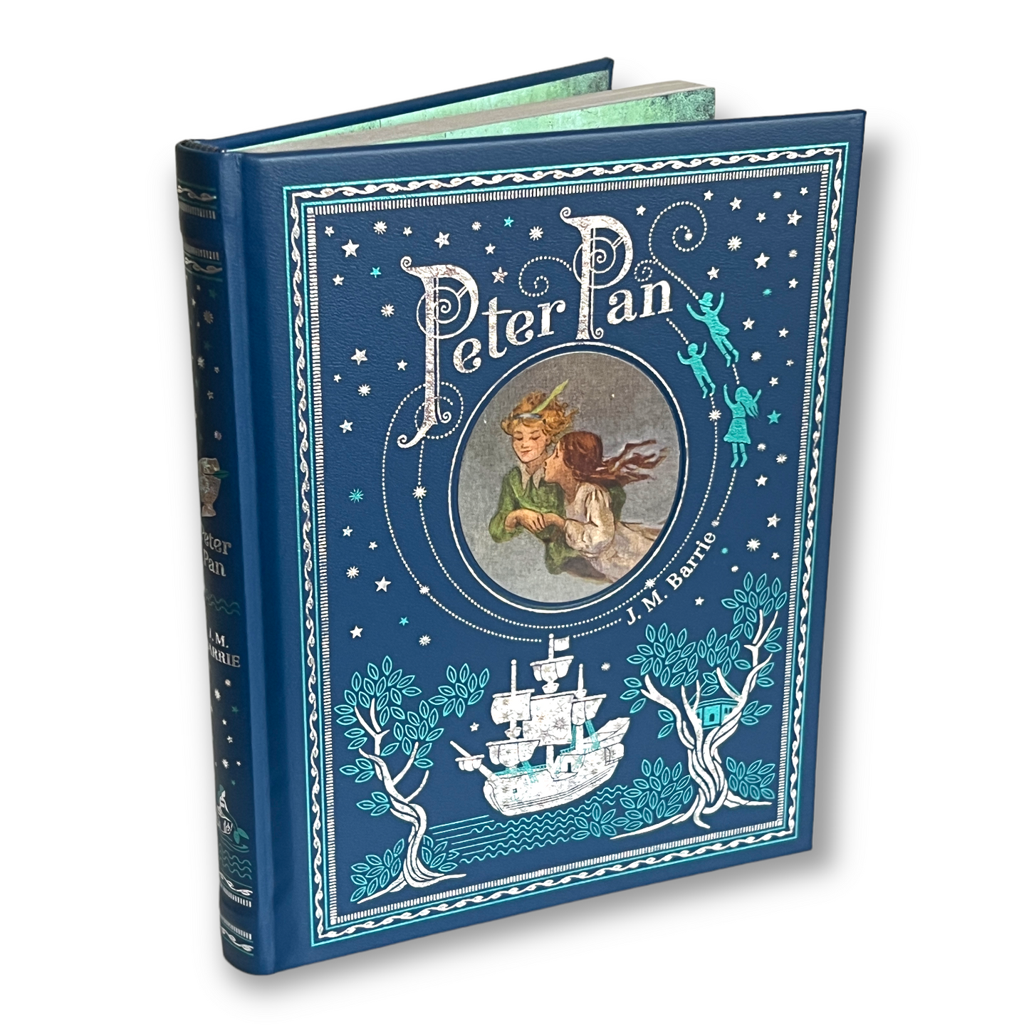 PETER PAN by J. M. Barrie - Collectible Deluxe Illustrated Edition - Leather Bound Hardcover Book