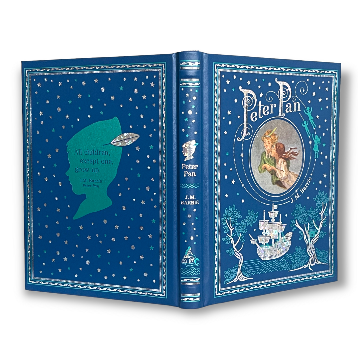 PETER PAN by J. M. Barrie - Collectible Deluxe Illustrated Edition - Leather Bound Hardcover Book