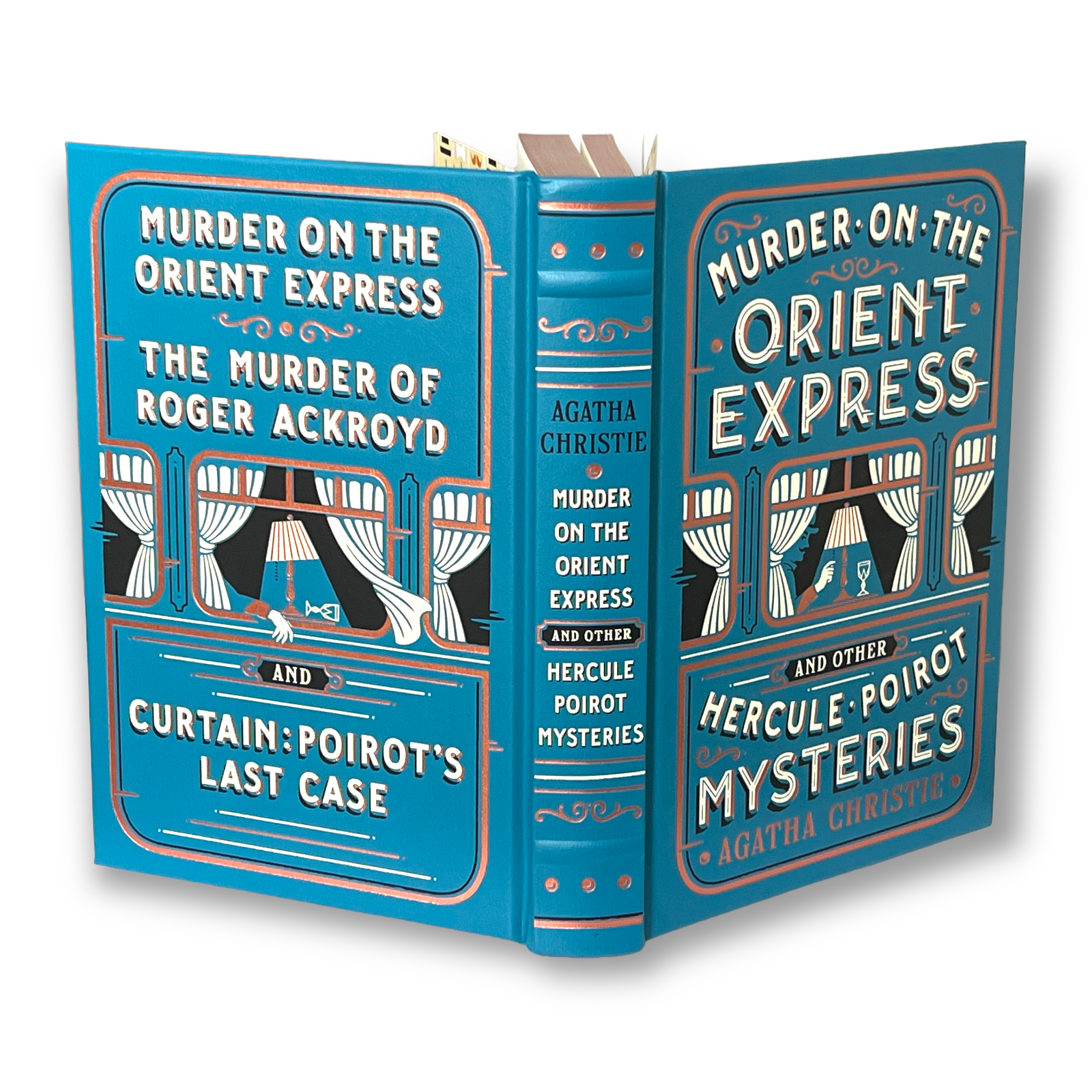 Murder On The Orient Express and Other Hercule Poirot Mysteries by Agatha Christie - Collectible Leather Bound Hardcover