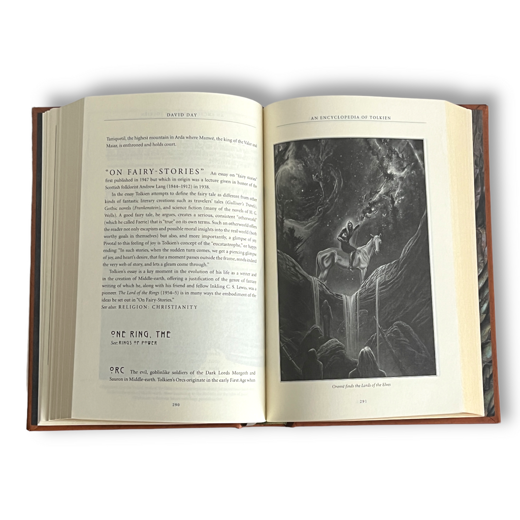 An Encyclopedia of Tolkien by David Day - Collectible Deluxe Special Gift Edition - ILLUSTRATED Leather Bound Hardcover - Classic Book