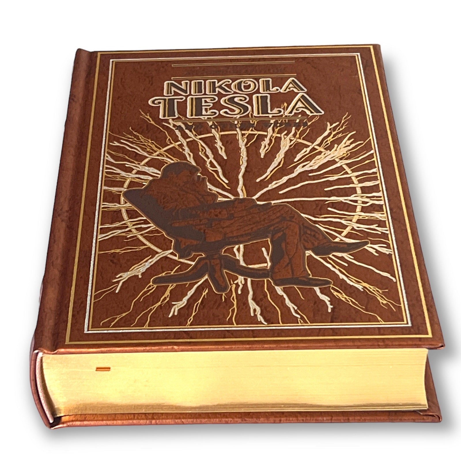 The Autobiography of Nikola Tesla and Other Works by Thomas Martin - Collectible Illustrated Leather Bound Hardcover