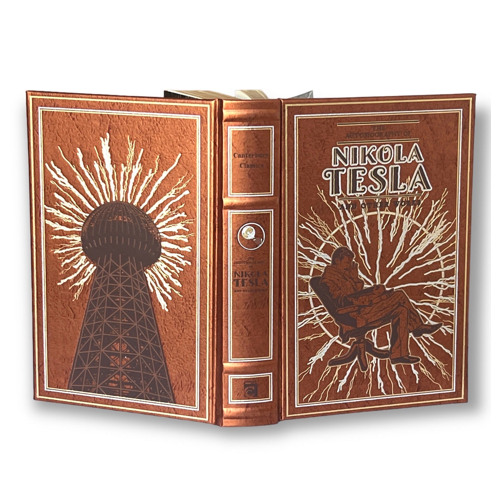 The Autobiography of Nikola Tesla and Other Works by Thomas Martin - Collectible Illustrated Leather Bound Hardcover