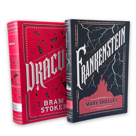 2 Books SET: DRACULA by Bram Stoker & FRANKENSTEIN by Mary Shelley - Flexi Bound Faux Leather Cover