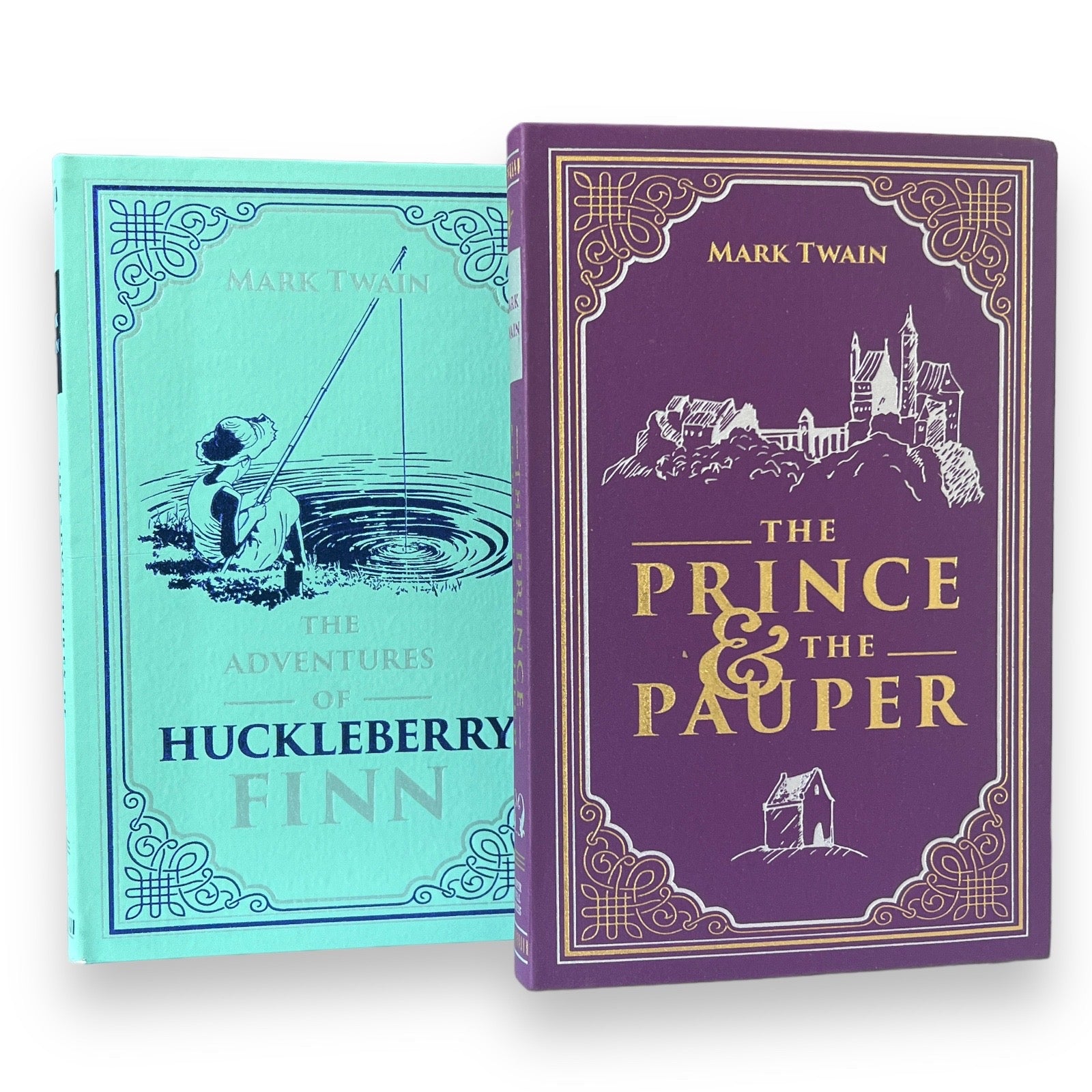 2-Book Set: Huckleberry Finn & Prince and Pauper by Mark Twain - Collectible Imitation Leather Flexi Cover Edition