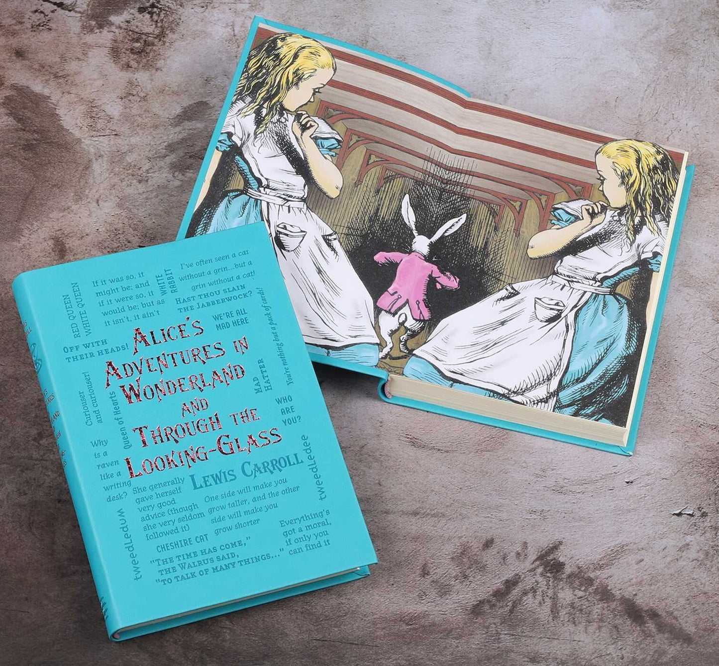 ALICE'S ADVENTURES & Through Looking-Glass by Lewis Carroll - ILLUSTRATED Collectible Deluxe Edition - Soft Leather Feel Cover Classic Book