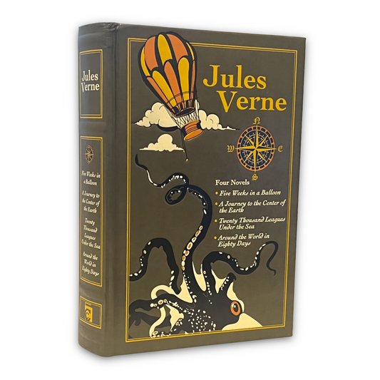 JULES VERNE 4 Novels: Journey to The Center of The Earth +3more Collectible Deluxe Edition - Leather Bound Hardcover BestSeller Classic Book