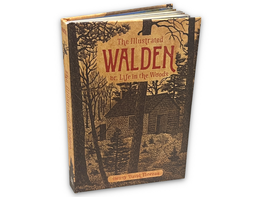 THE ILLUSTRATED WALDEN or Life in The Woods by Henry David Thoreau Collectible Deluxe Edition - Leather Bound Hardcover - Best Seller - Classic Book