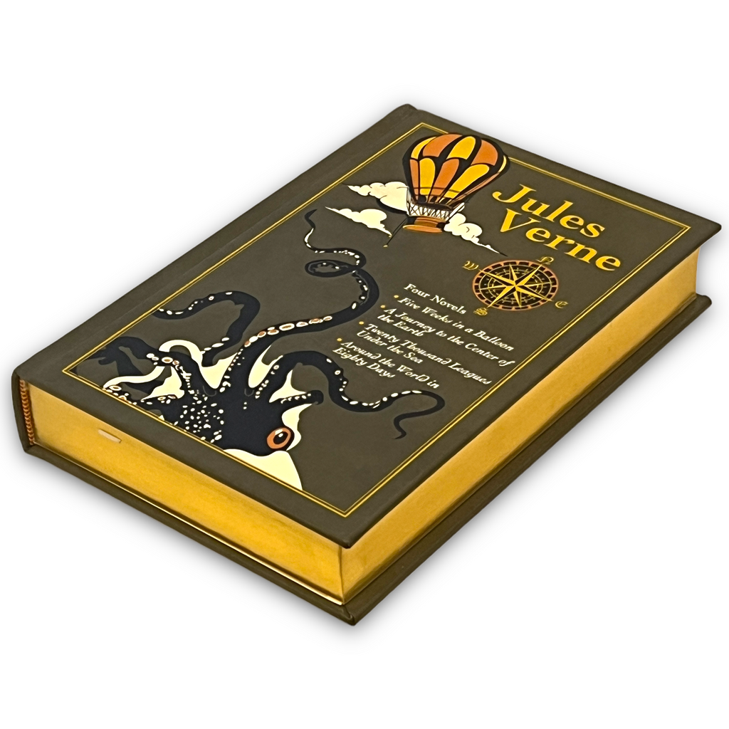 Jules Verne 4 Novels: Around the World in Eighty Days +3 more - Collectible Leather Bound Hardcover