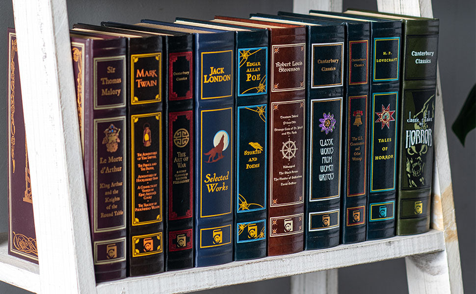 Classic Tales of Science Fiction & Fantasy: Jules Verne, H.G Wells + 8 more - Collectible Leather Bound Hardcover